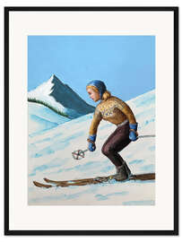 Gerahmter Kunstdruck Skifahrerin