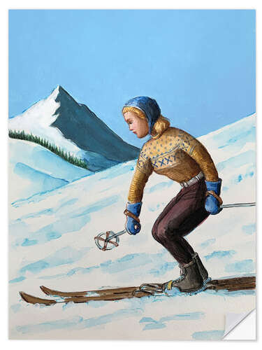 Vinilo para la pared Girl Skiing