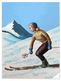 Autocolante decorativo Girl Skiing