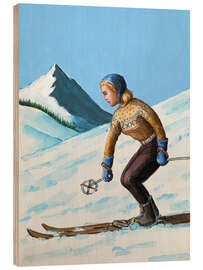 Cuadro de madera Girl Skiing