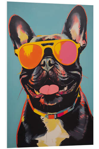 Quadro em PVC Funky French Bulldog with Sunglasses