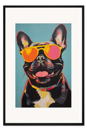 Gerahmter Kunstdruck Flippige Französische Bulldogge mit Sonnenbrille - Dreamscapes