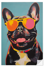 Självhäftande poster Funky French Bulldog with Sunglasses