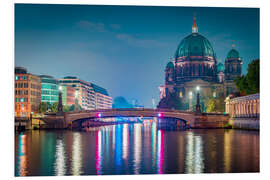 Tableau en PVC Friedrichsbrücke and Berlin Cathedral at night