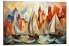 Magnettafel Segelboote vor dem Hafen