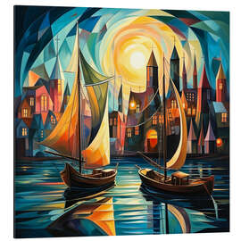 Magnettafel Segelboote vor dem Hafen