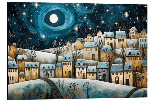Aluminium print Small Town on Christmas Eve