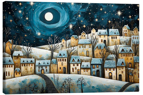 Tableau sur toile Small Town on Christmas Eve