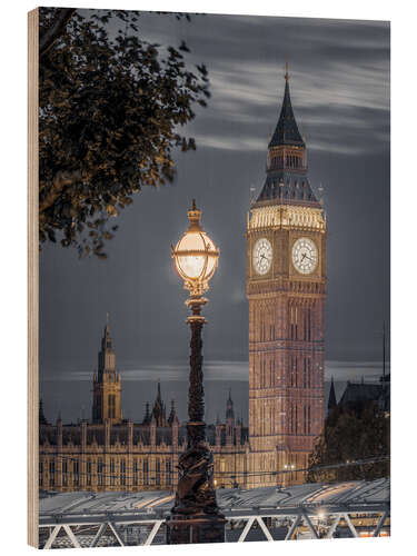 Cuadro de madera Street Lamp and Big Ben