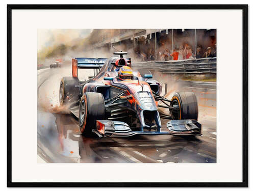 Stampa artistica con cornice Formula 1 on a Wet Race Track