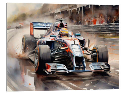 Tableau en plexi-alu Formula 1 on a Wet Race Track