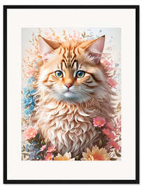 Gerahmter Kunstdruck Blumen und Kätzchen II