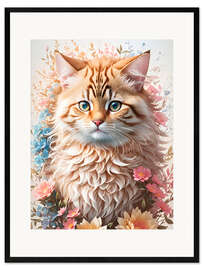 Plakat artystyczny premium w ramie Flowers and Kittens II