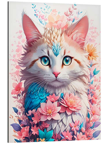 Aluminium print Flowers and Kittens I