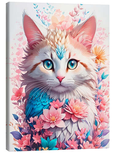 Stampa su tela Flowers and Kittens I