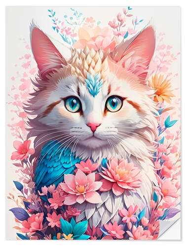 Wall sticker Flowers and Kittens I