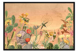 Gerahmter Kunstdruck Sonnenuntergang in der Wüste