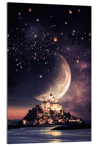 Gallery print Mont Saint Michel, Moon and Chinese Lanterns