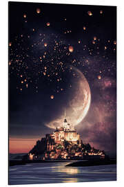Magnettafel Mont Saint Michel, Mond und chinesische Laternen