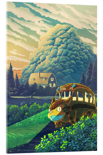Acrylic print Catbus in a Fantasy Landscape