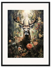 Gerahmter Kunstdruck Der Wald der Hirsche