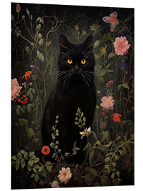 Foam board print Floral Black Cat