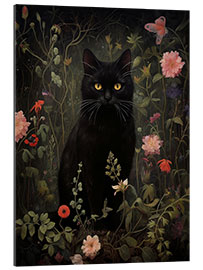 Gallery print Floral Black Cat