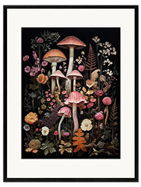 Kunsttryk i ramme Fantasy Mushrooms