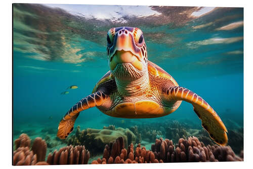 Aluminium print Sea Turtles in the Reef