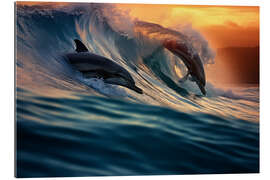 Gallery print Dolphins in the Wave