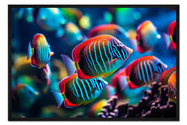 Gerahmter Kunstdruck Farbenfrohe tropische Fische