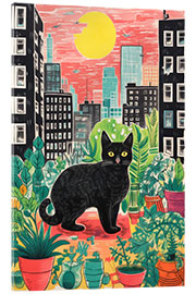 Acrylic print Black Cat With Plants