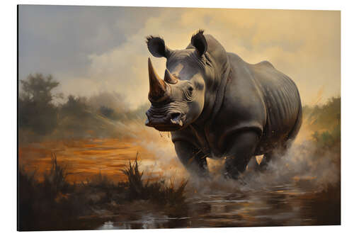 Tableau en aluminium Rhinoceros in the Savannah