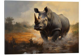 Quadro em plexi-alumínio Rhinoceros in the Savannah