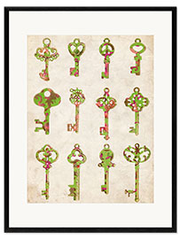 Ingelijste kunstdruk Vintage Keys