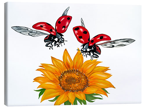 Canvas print Ladybirds and Sunflower