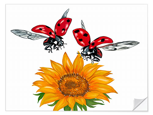 Sticker mural Ladybirds and Sunflower