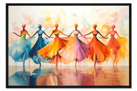 Gerahmter Kunstdruck Ballerinas in Farbiger Harmonie