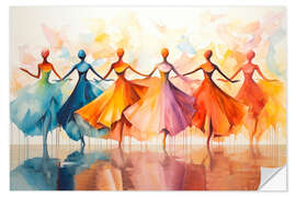 Selvklebende plakat Ballerinas in Colourful Harmony