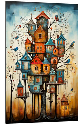 Cuadro de aluminio A symphony of Colourful Birdhouses