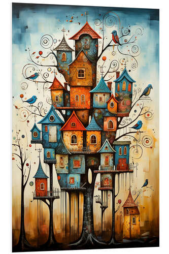 Cuadro de PVC A symphony of Colourful Birdhouses