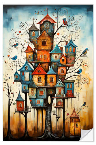 Vinilo para la pared A symphony of Colourful Birdhouses