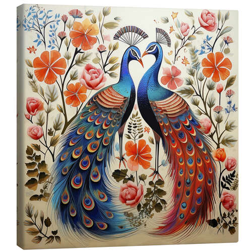 Canvas print Peacocks in Artistic Harmony