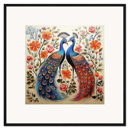 Plakat artystyczny premium w ramie Peacocks in Artistic Harmony