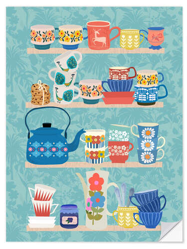 Selvklebende plakat Vintage Scandi Ceramics