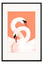 Gerahmter Kunstdruck Liebende Schwäne