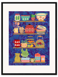 Impression artistique encadrée Shelfie with Retro Kitchen Items