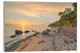 Hout print A Beach on Fehmarn at Sunrise