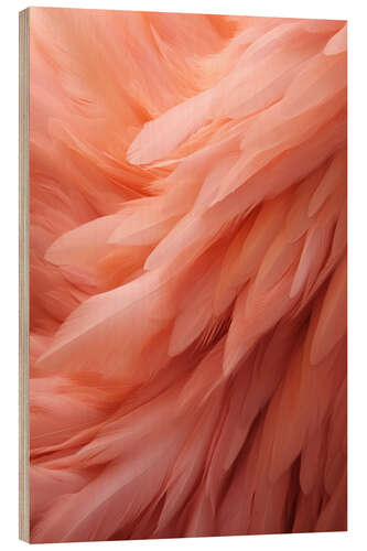 Hout print Pink Feathers