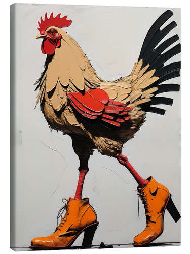 Canvas print Rooster in Boots